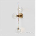 Green three-head glass lamp shade gold wall lamp